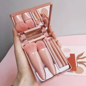 Makeup Brush Set with Mirror - Travel Kit